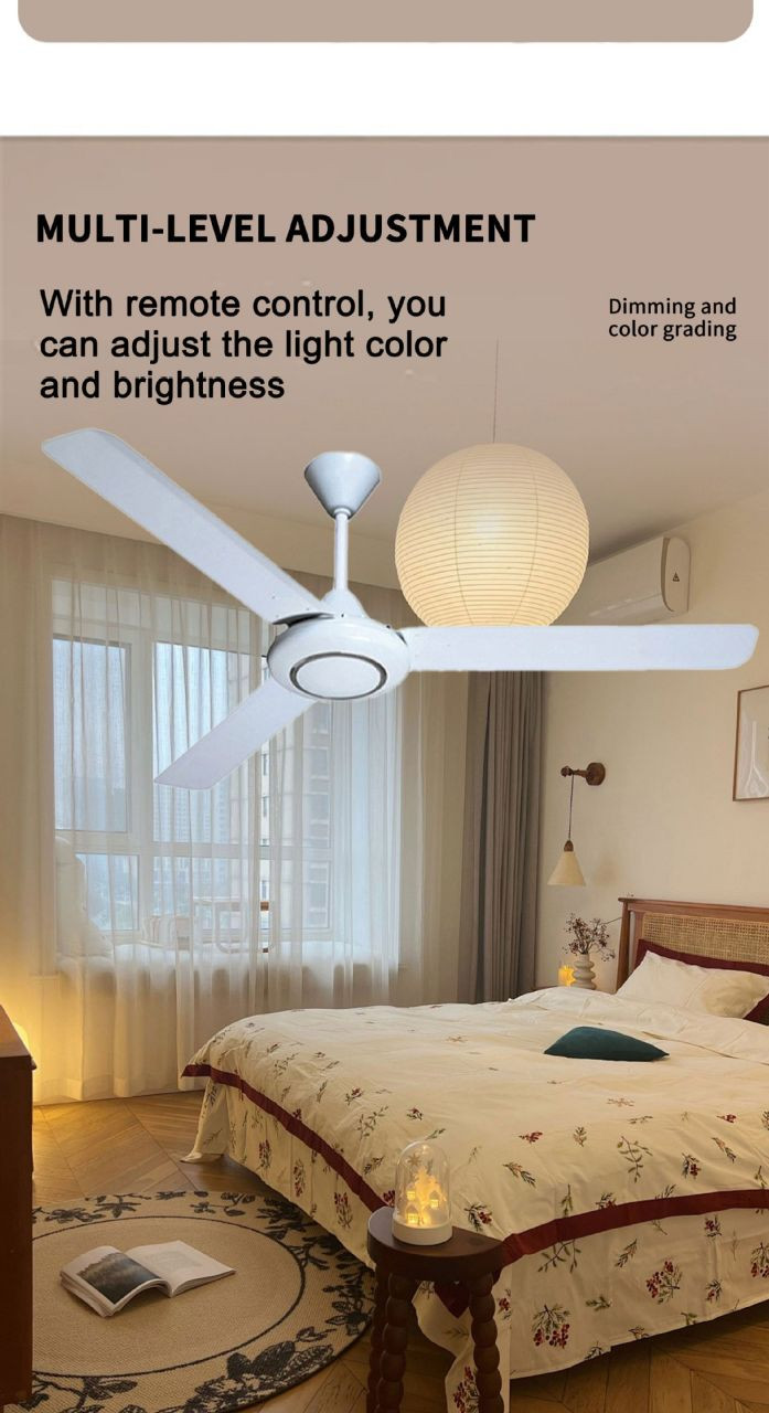 ventilateur de plafond Lingtuo de 56 pouces est livré avec trois pales métalliques blanches pour une circulation d'air efficace.