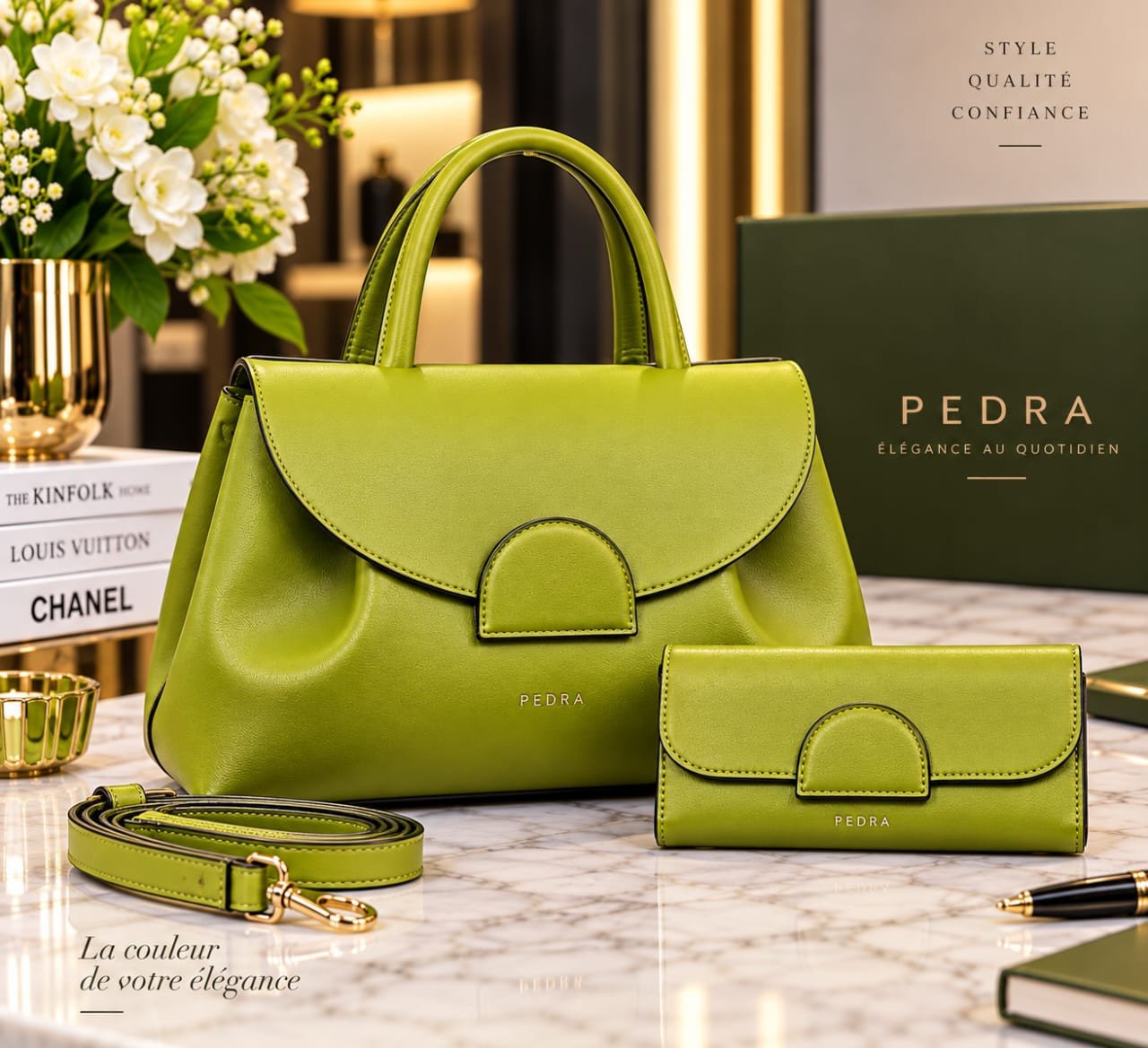 Sacs à main de marque tendance class pour femme en lot de 2-en-1 avec un petit portefeuille ou une pochette assortie).