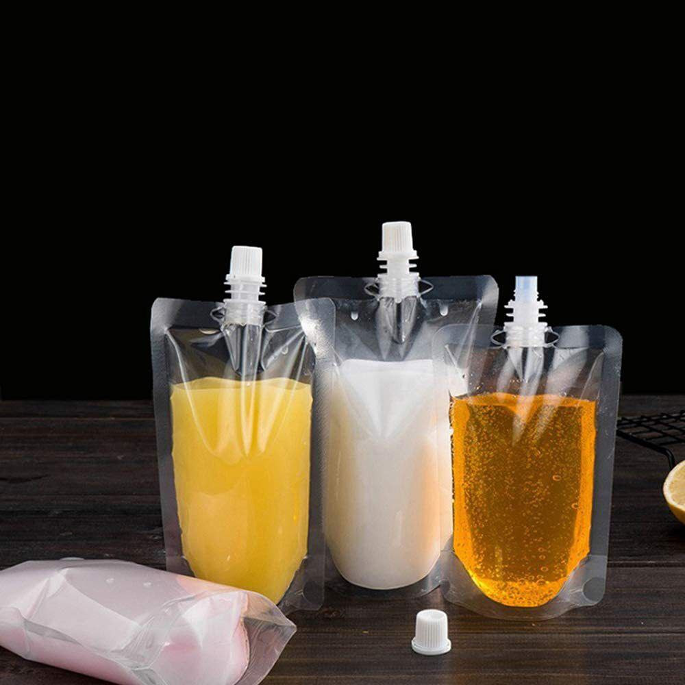 Sachet de jus transparent à bec, sac d'emballage en plastique