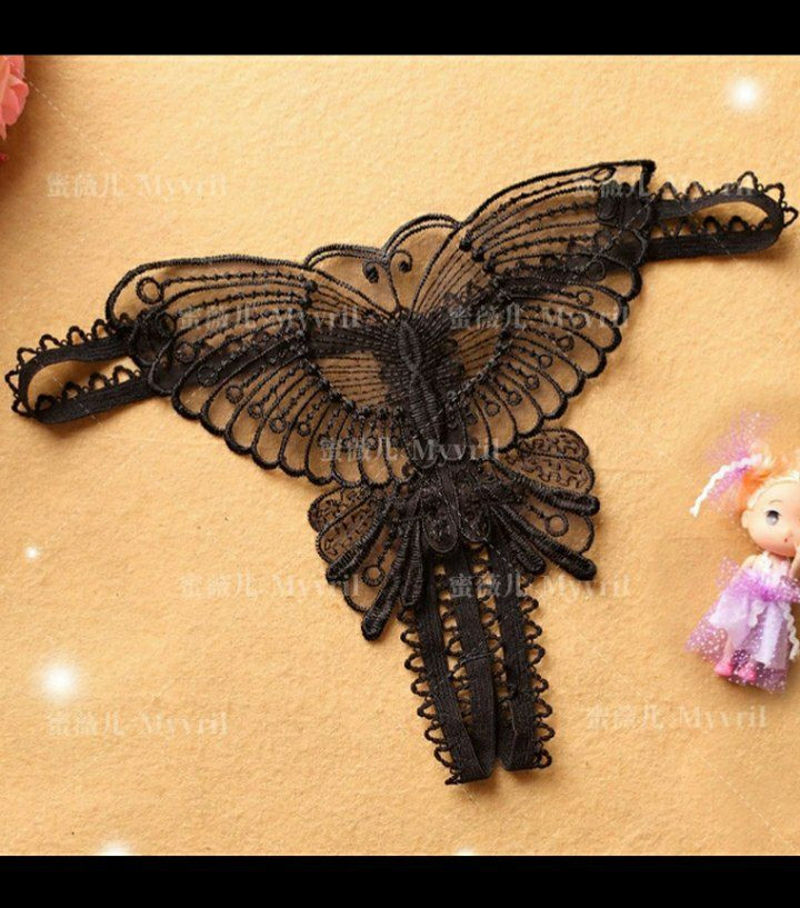 String pour femme entièrement transparent, culotte en T, grand papillon, jolie fille japonaise, entrejambe ouvert, sous-vêtements sexy 003
