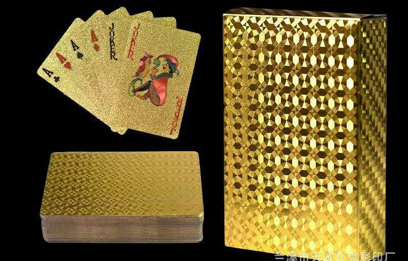 Foil d'or cartes de jeu en plastique or noir PVC, Jeu de Poker en feuille d'Or plastique imperméable