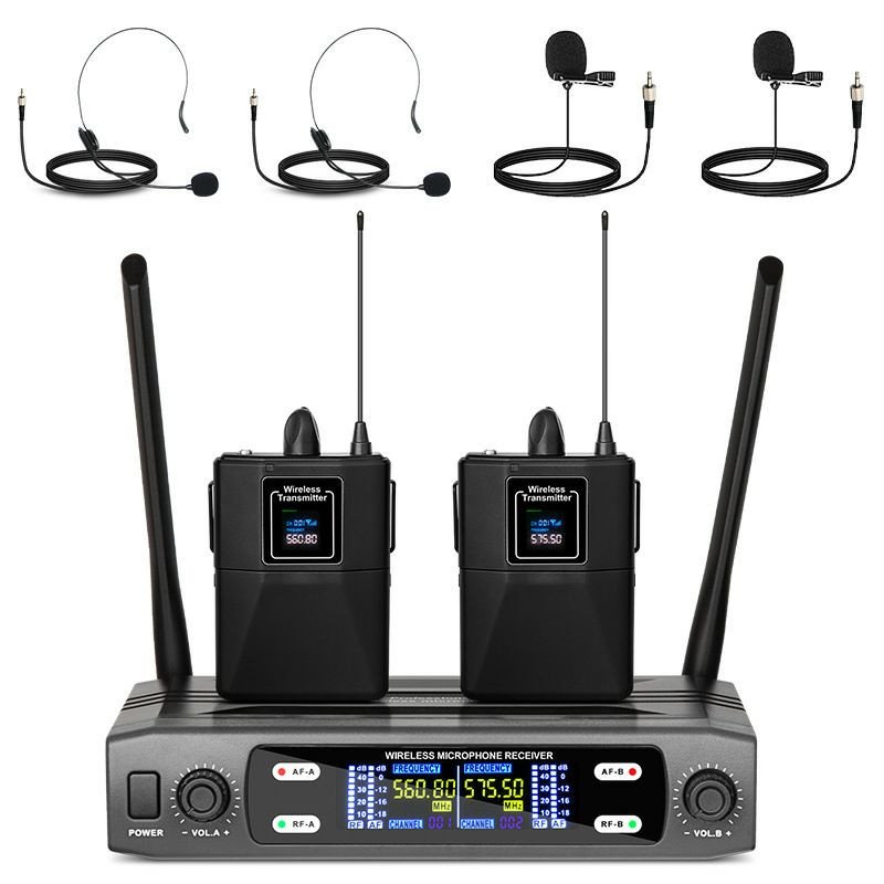 Depusheng X2-Clip, un système de microphone sans fil VHF à double canal qui offre une solution mains libres polyvalente avec des émetteurs de poche (bodypacks).